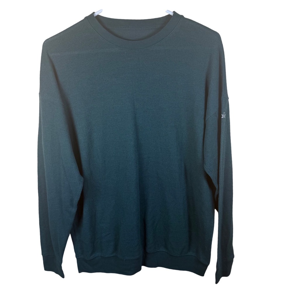 Alo Yoga Crewneck Sweater Women Large Green Oversized Athleisure Grunge Lounge